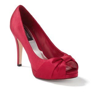 White House Black Market Pumps Red Peeptoe Heels